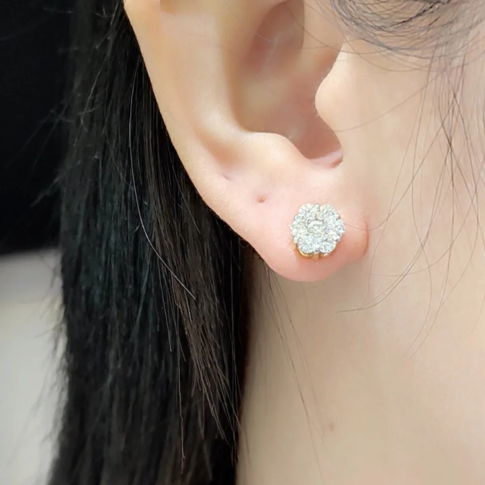 0.80 CTW Diamond Rositas Stud Earrings 14K Yellow Gold