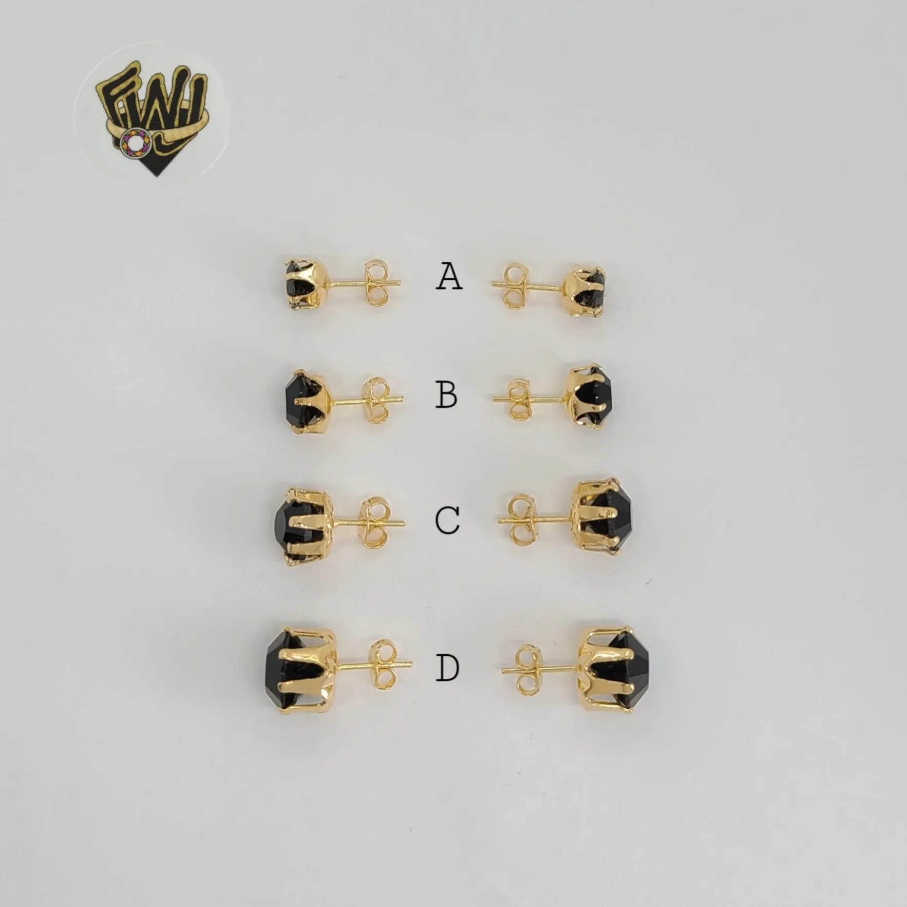 (1-1082) Gold Laminate - Zircon Stud Earrings - BGF