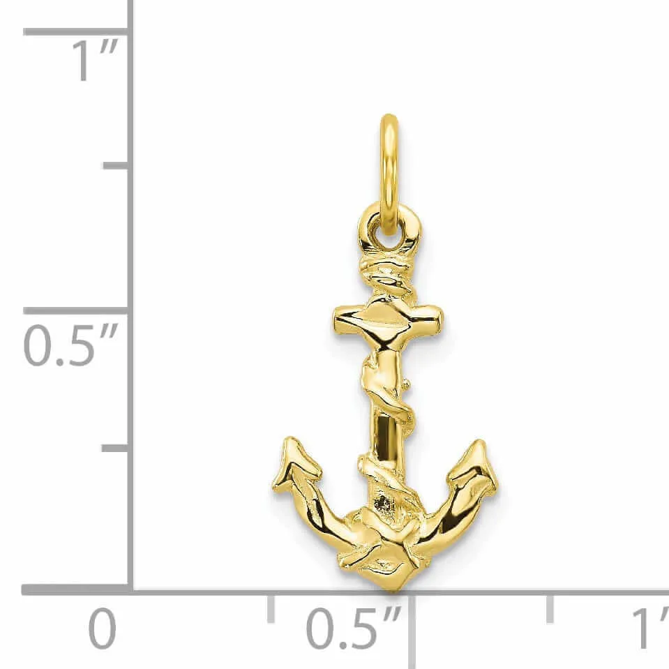 10k Yellow Gold Polished Finish Anchor Pendant