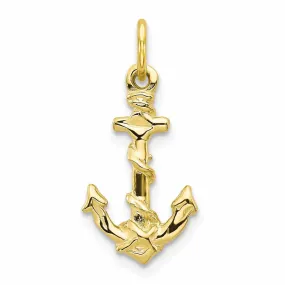 10k Yellow Gold Polished Finish Anchor Pendant
