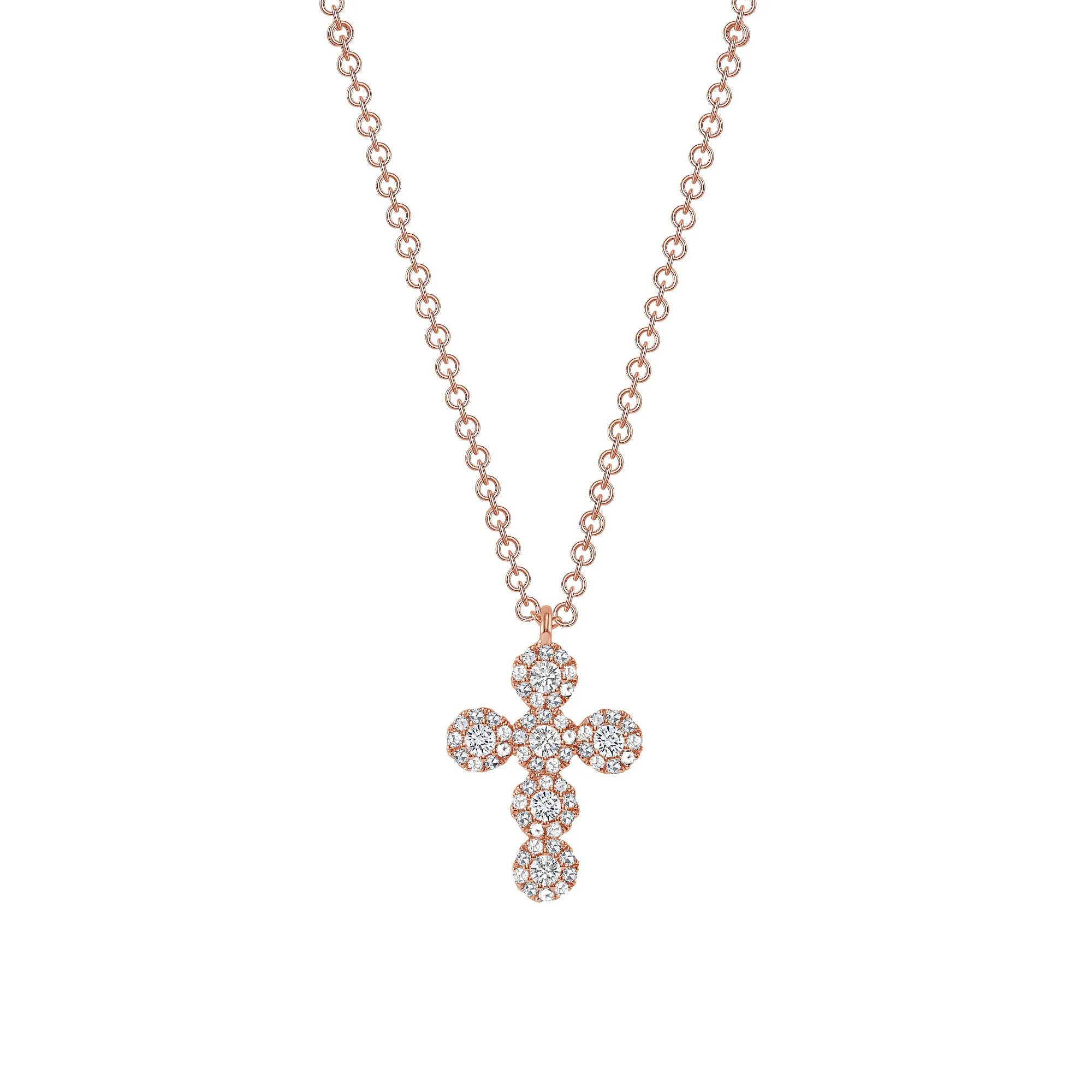14K Gold Diamond Halo Cross Pendant