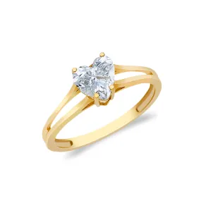 14K Gold  Heart Cut CZ Wedding Engagement Ring