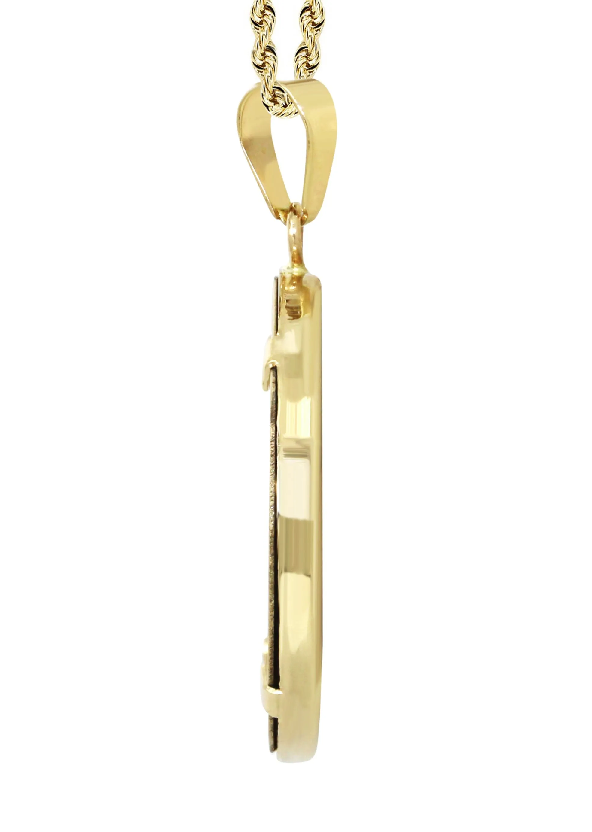 14K Yellow Gold Round Picture Pendant Necklace | Appx. 1.5 Inches
