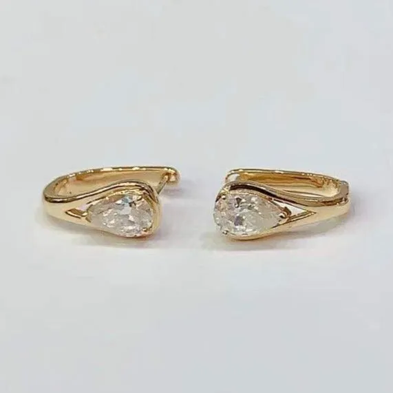 1ctw Pear Moissanite Bezel Earrings 18K