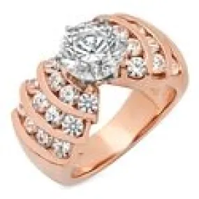 2 Carat Round Highest Quality Cubic Zirconia Rose Gold Engagement Ring
