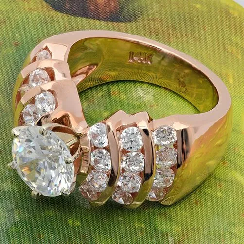 2 Carat Round Highest Quality Cubic Zirconia Rose Gold Engagement Ring