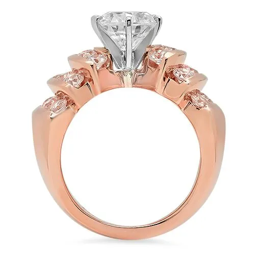 2 Carat Round Highest Quality Cubic Zirconia Rose Gold Engagement Ring