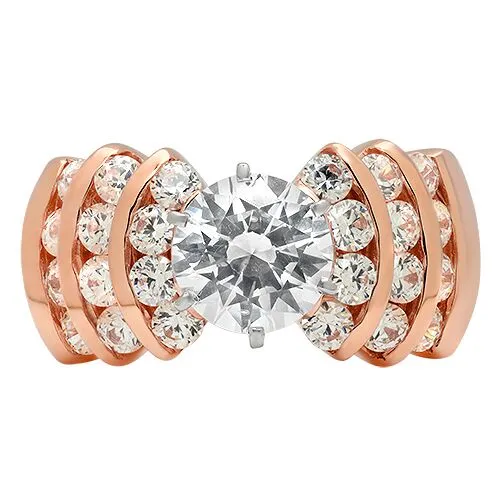 2 Carat Round Highest Quality Cubic Zirconia Rose Gold Engagement Ring