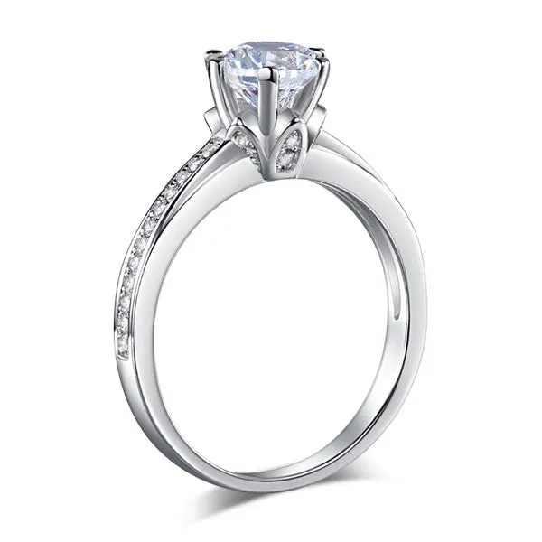 6 Claws 925 Sterling Silver Wedding Promise Engagement Ring 1.25 Ct Created Diamond Jewelry XFR8257