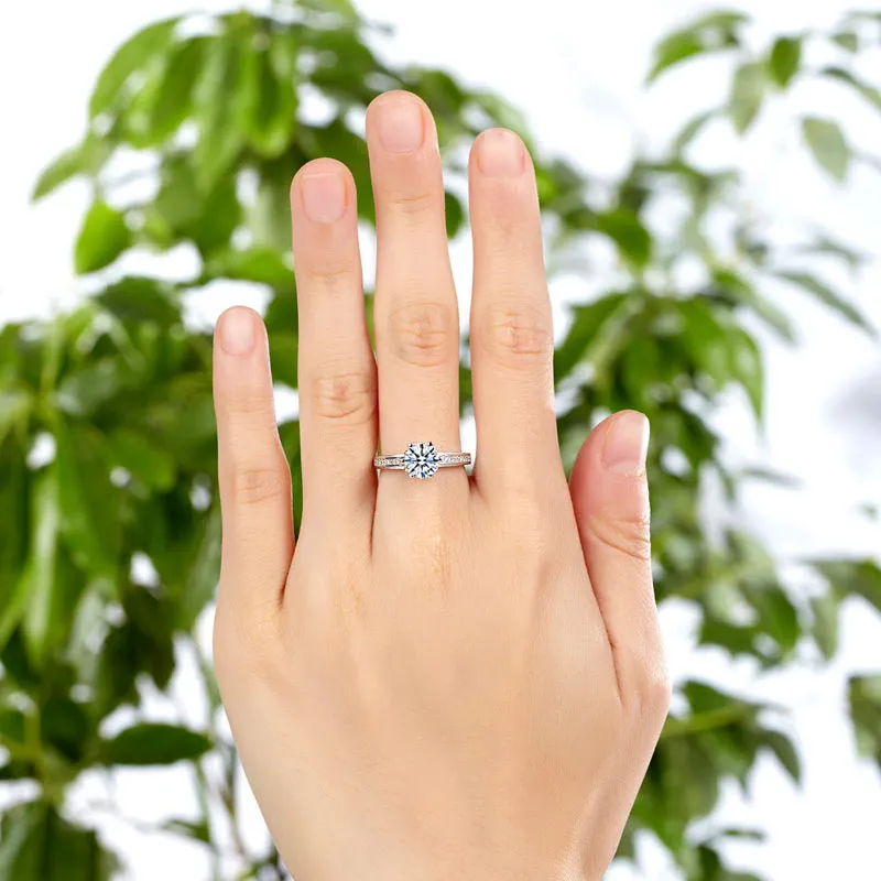 6 Claws 925 Sterling Silver Wedding Promise Engagement Ring 1.25 Ct Created Diamond Jewelry XFR8257
