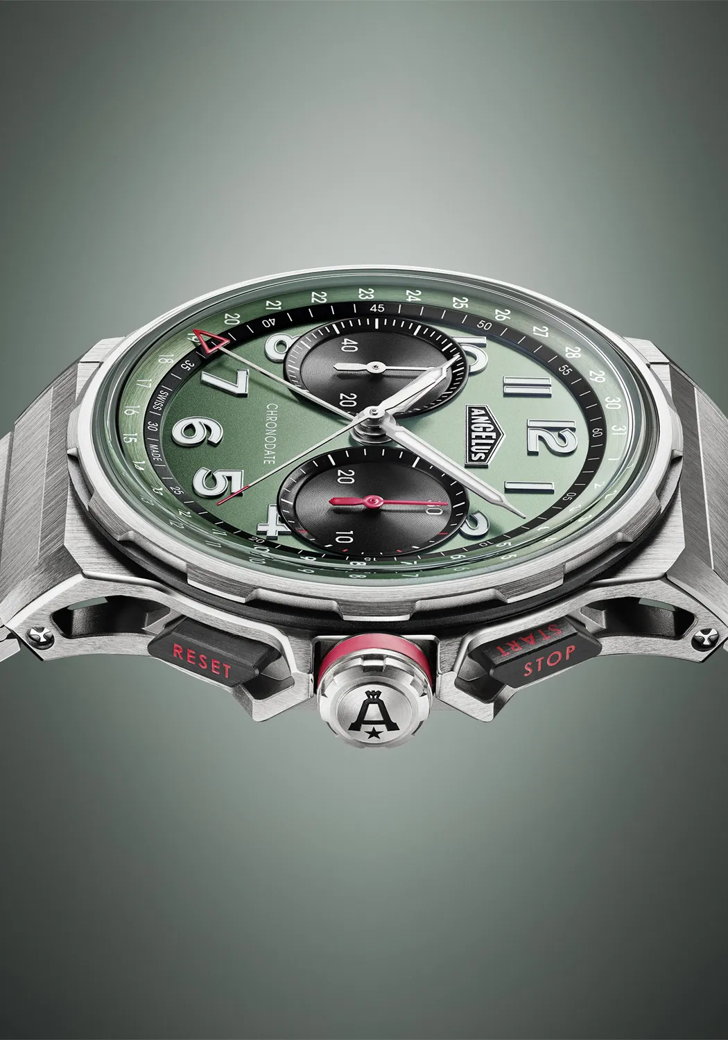 Angelus Chronodate Titanium Green on Bracelet
