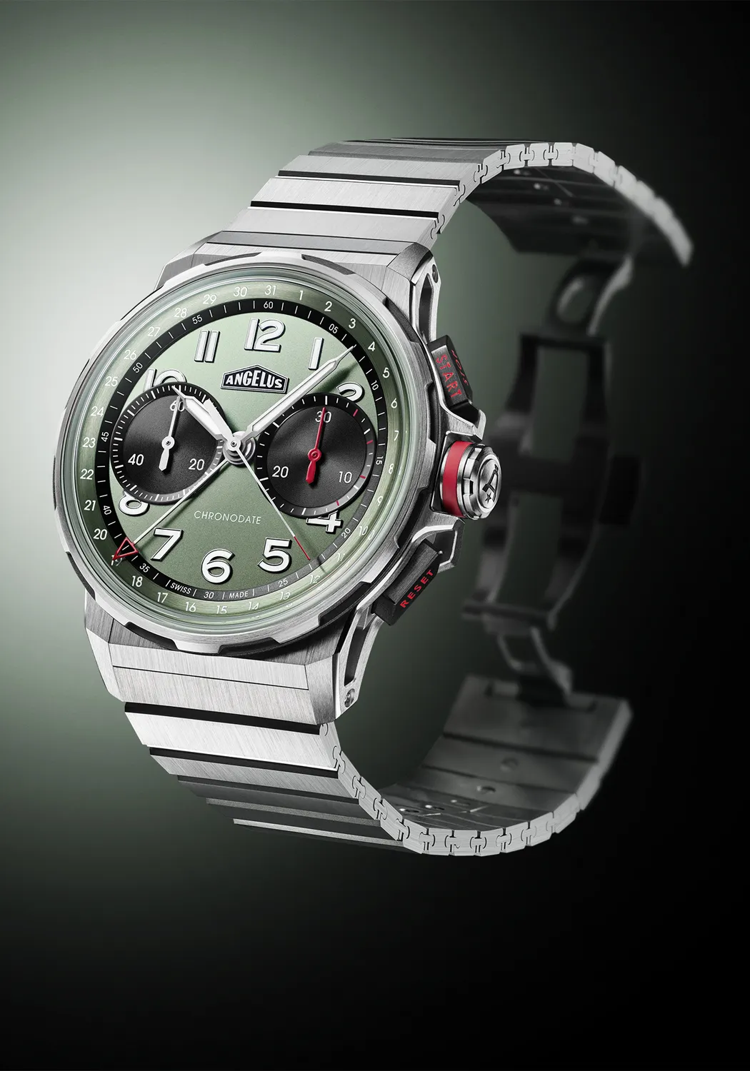 Angelus Chronodate Titanium Green on Bracelet
