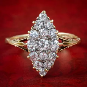 Antique Victorian Diamond Navette Cluster Ring 1.5ct Total