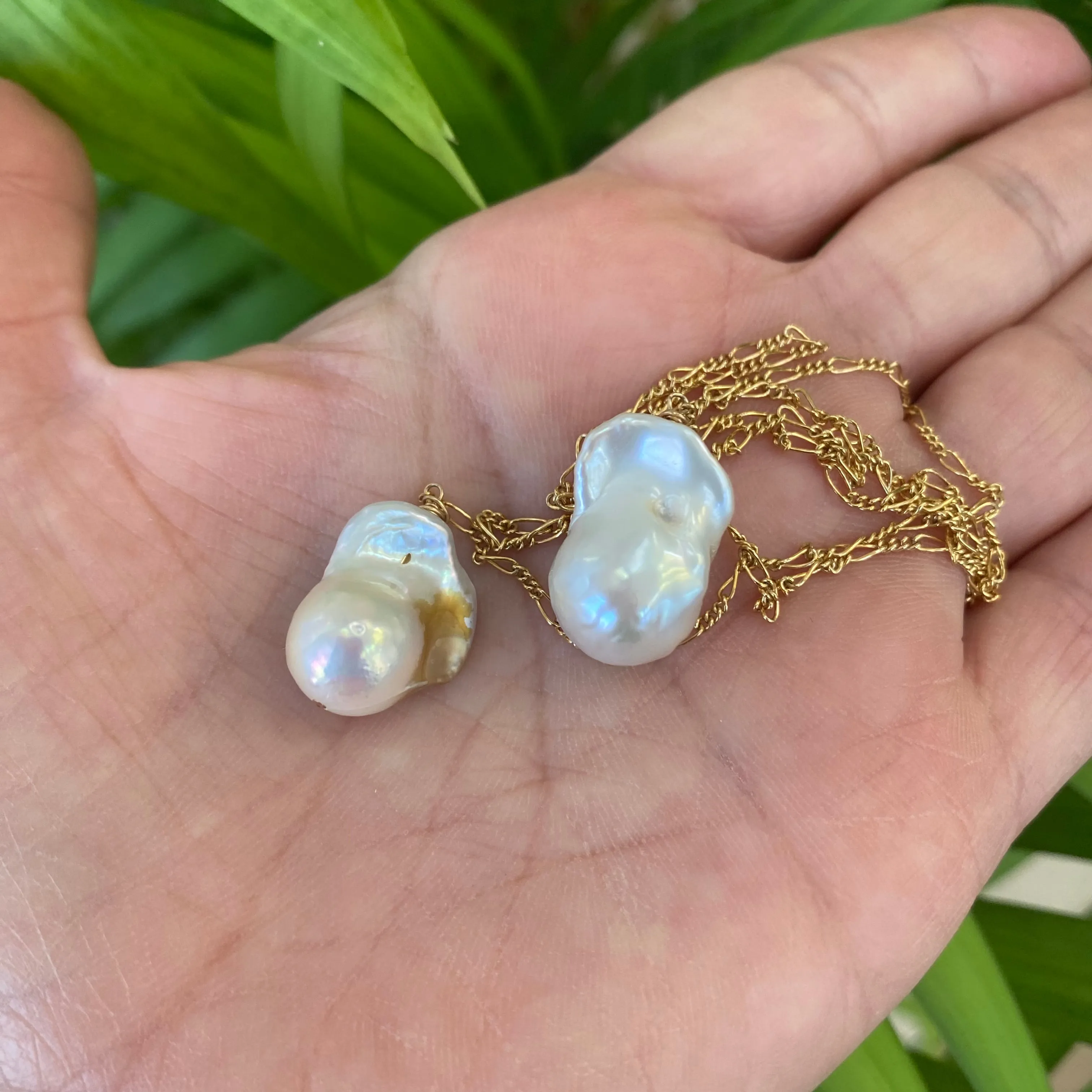 Baroque Pearl Drop Necklace, Gold Filled Lariat Necklace, Figaro Chain Y Necklace