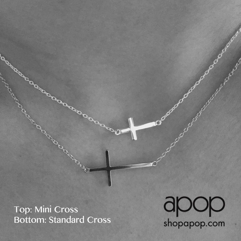 Blackened Silver Cross Pendant Necklace