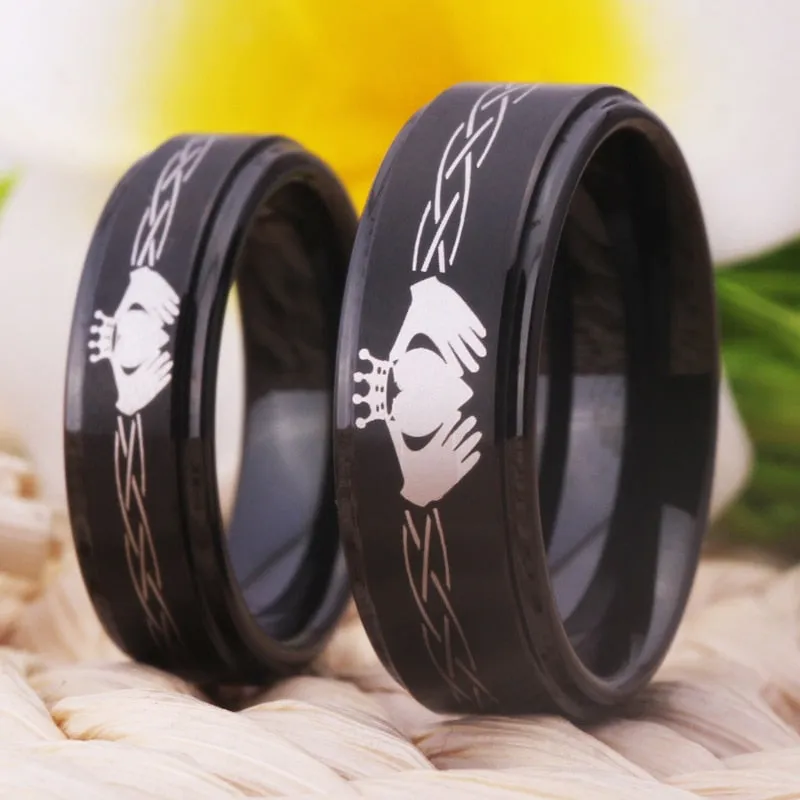 Classic Claddagh Design Tungsten Carbide Wedding Rings