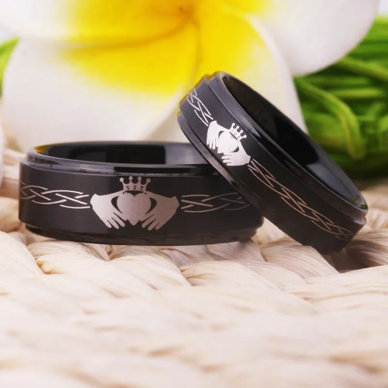 Classic Claddagh Design Tungsten Carbide Wedding Rings