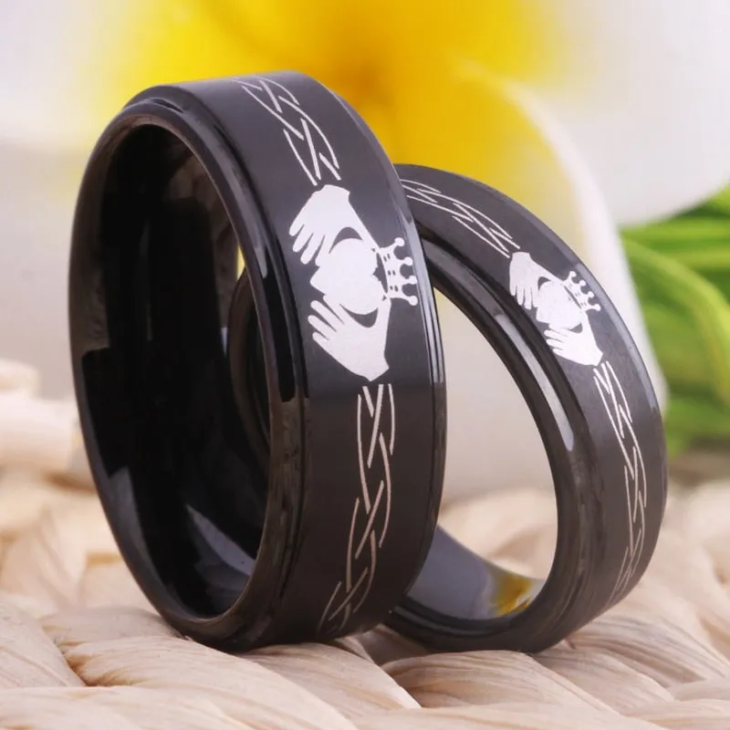Classic Claddagh Design Tungsten Carbide Wedding Rings
