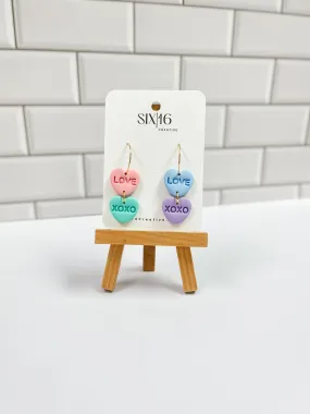 Conversation Heart Hoop Clay Earrings