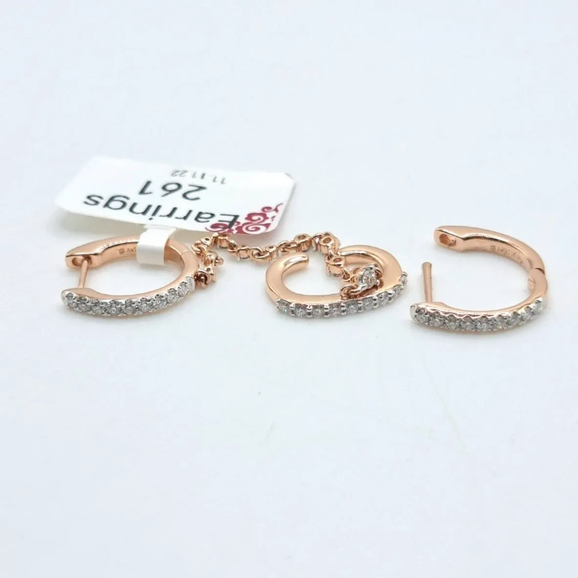 Diamond Earrings with Connector 18K Rosegold