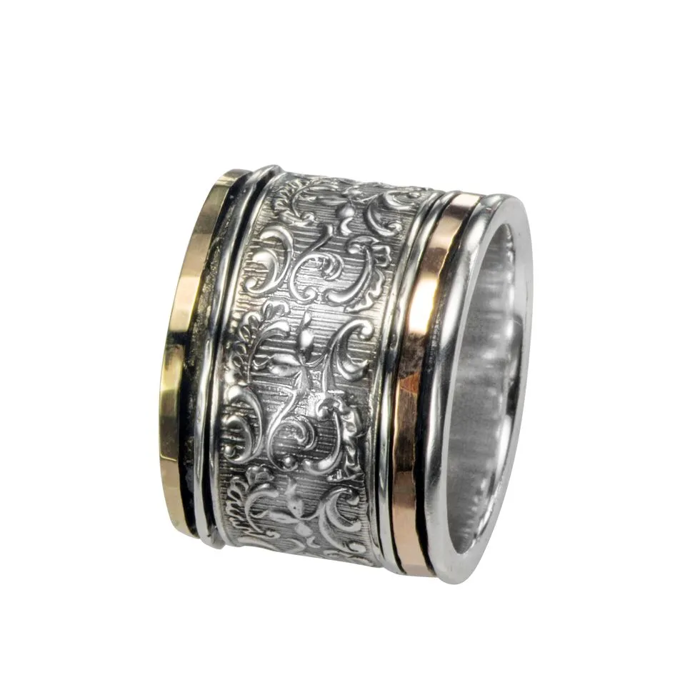 Flowers romantic Israeli  fidget ring - meditation ring.