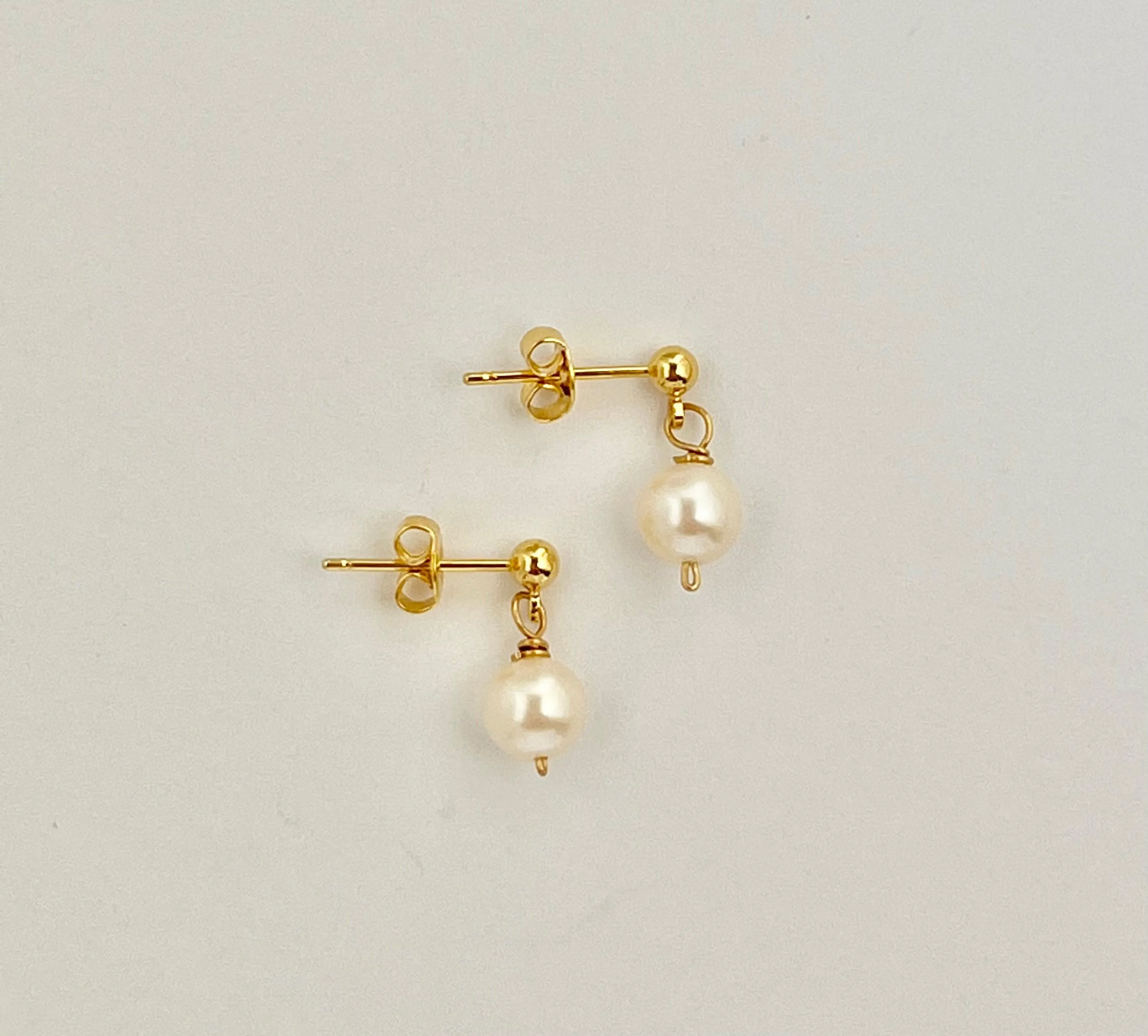 Gold Ball Pearl stud Earrings