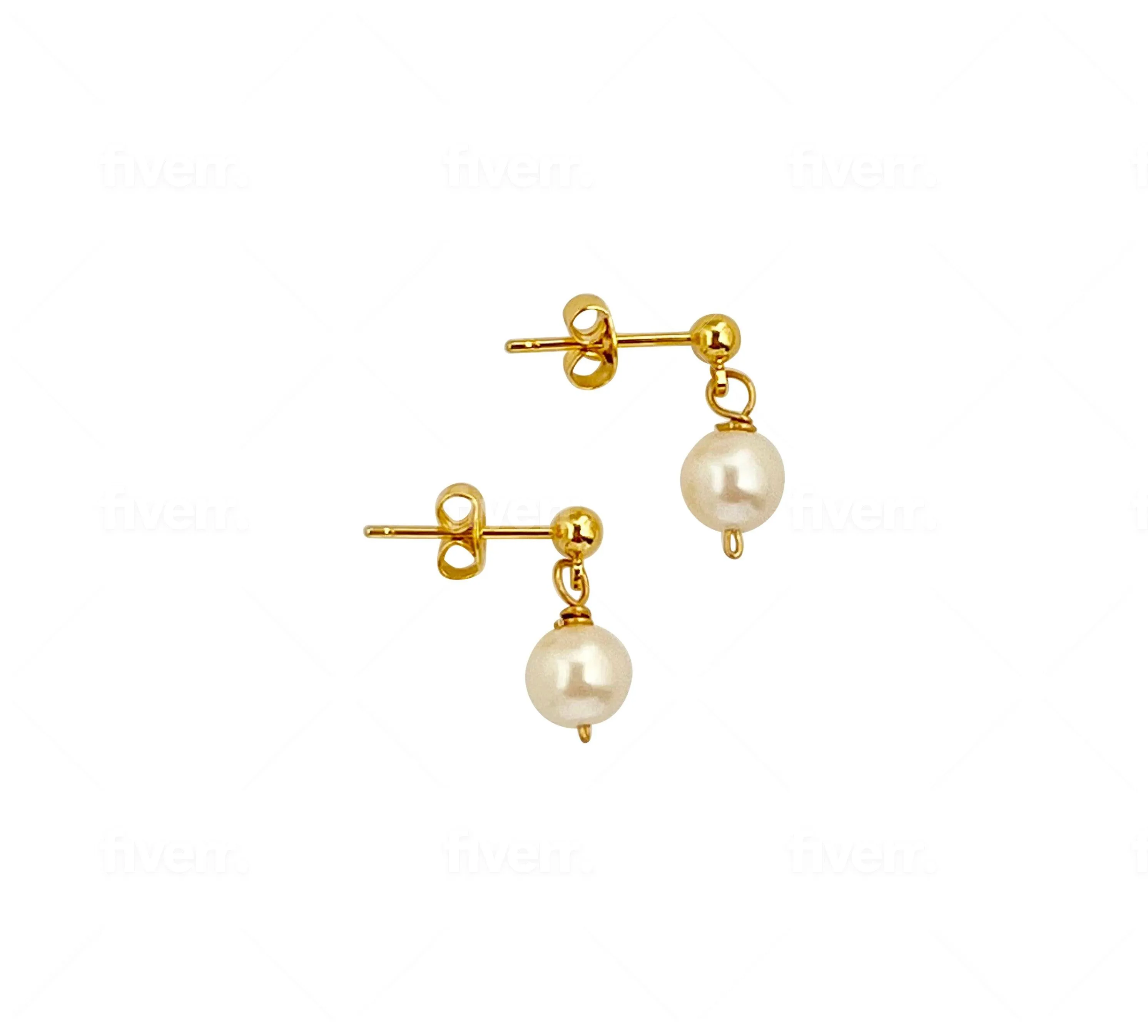 Gold Ball Pearl stud Earrings