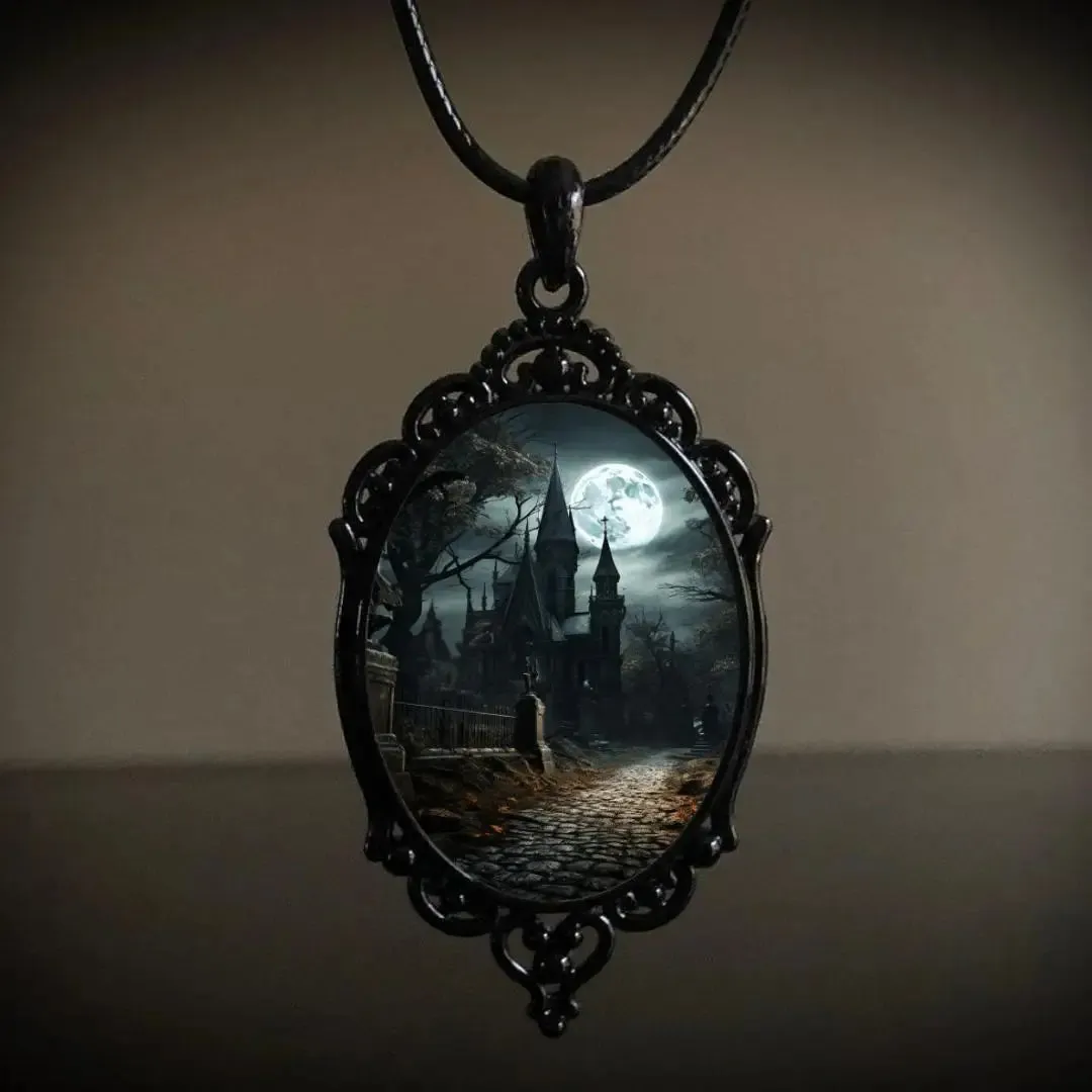 Gothic Vampire Owl Cameo Necklace - 12 Styles for Women & Men | Pagan Witch Jewelry Gift