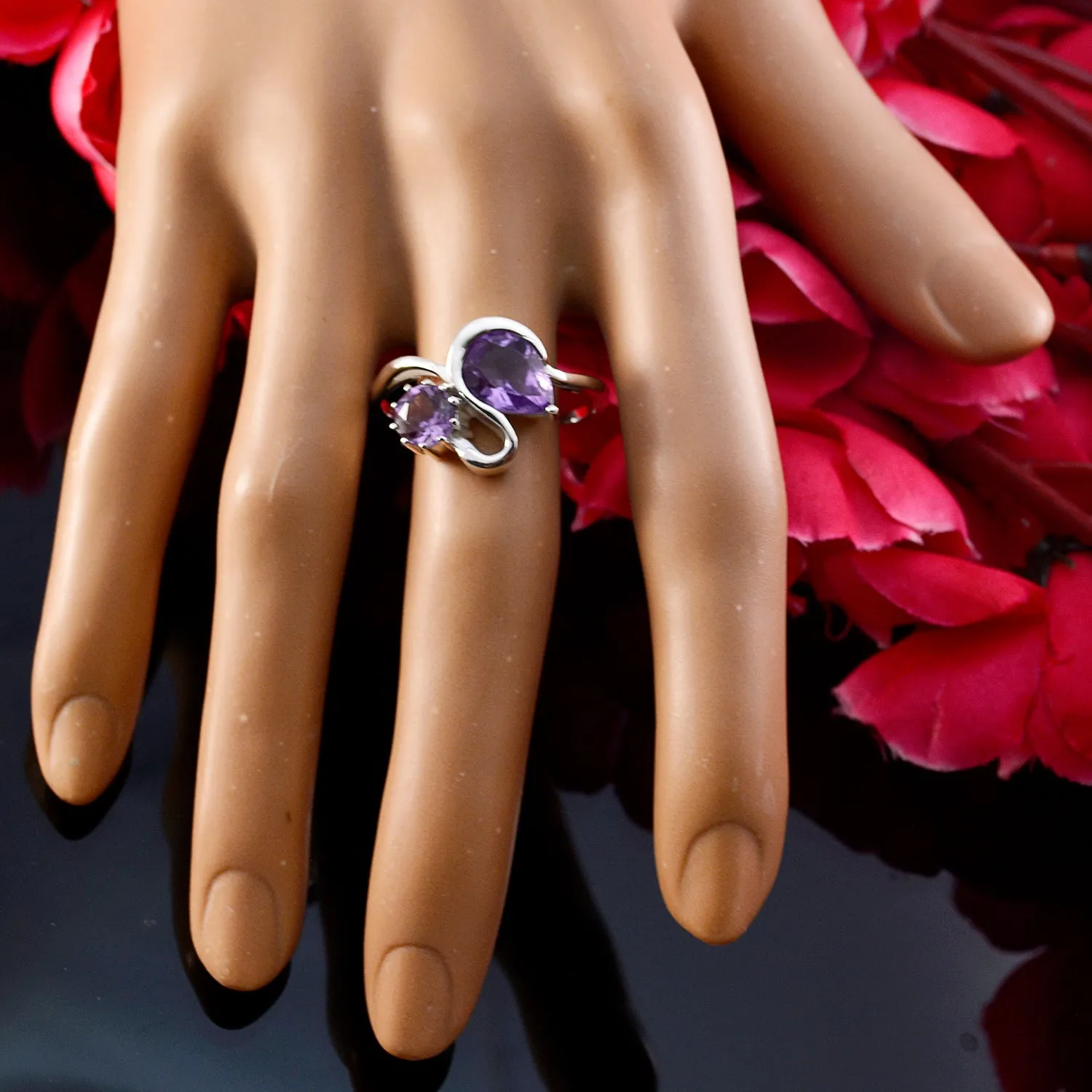 India Gemstone Amethyst 925 Sterling Silver Rings Elite Jewelry