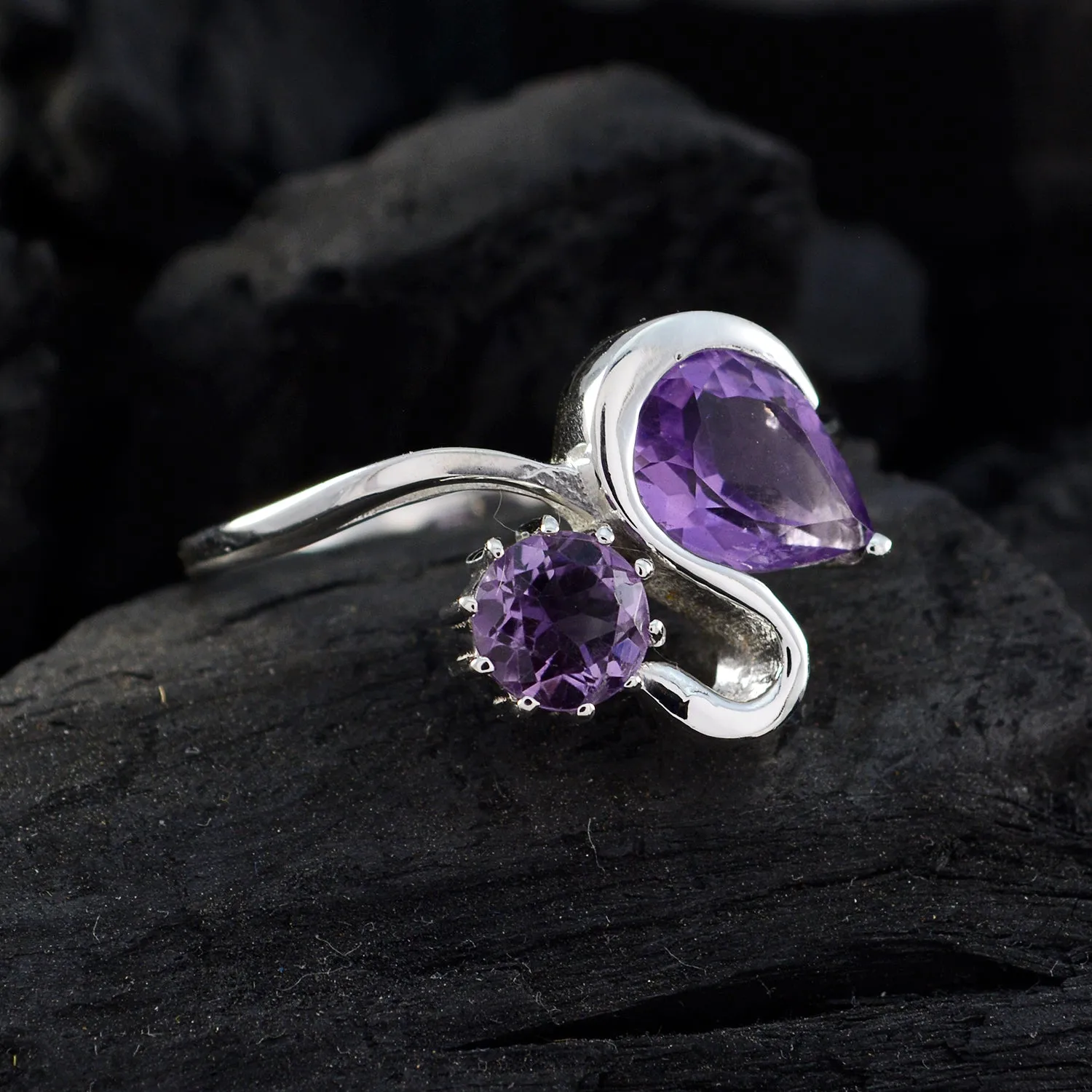 India Gemstone Amethyst 925 Sterling Silver Rings Elite Jewelry