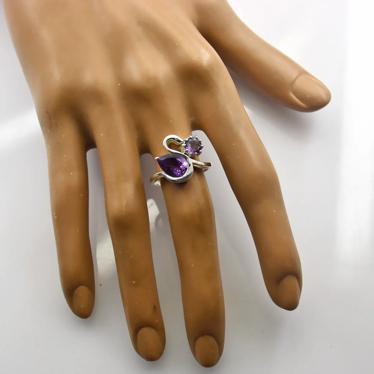 India Gemstone Amethyst 925 Sterling Silver Rings Elite Jewelry