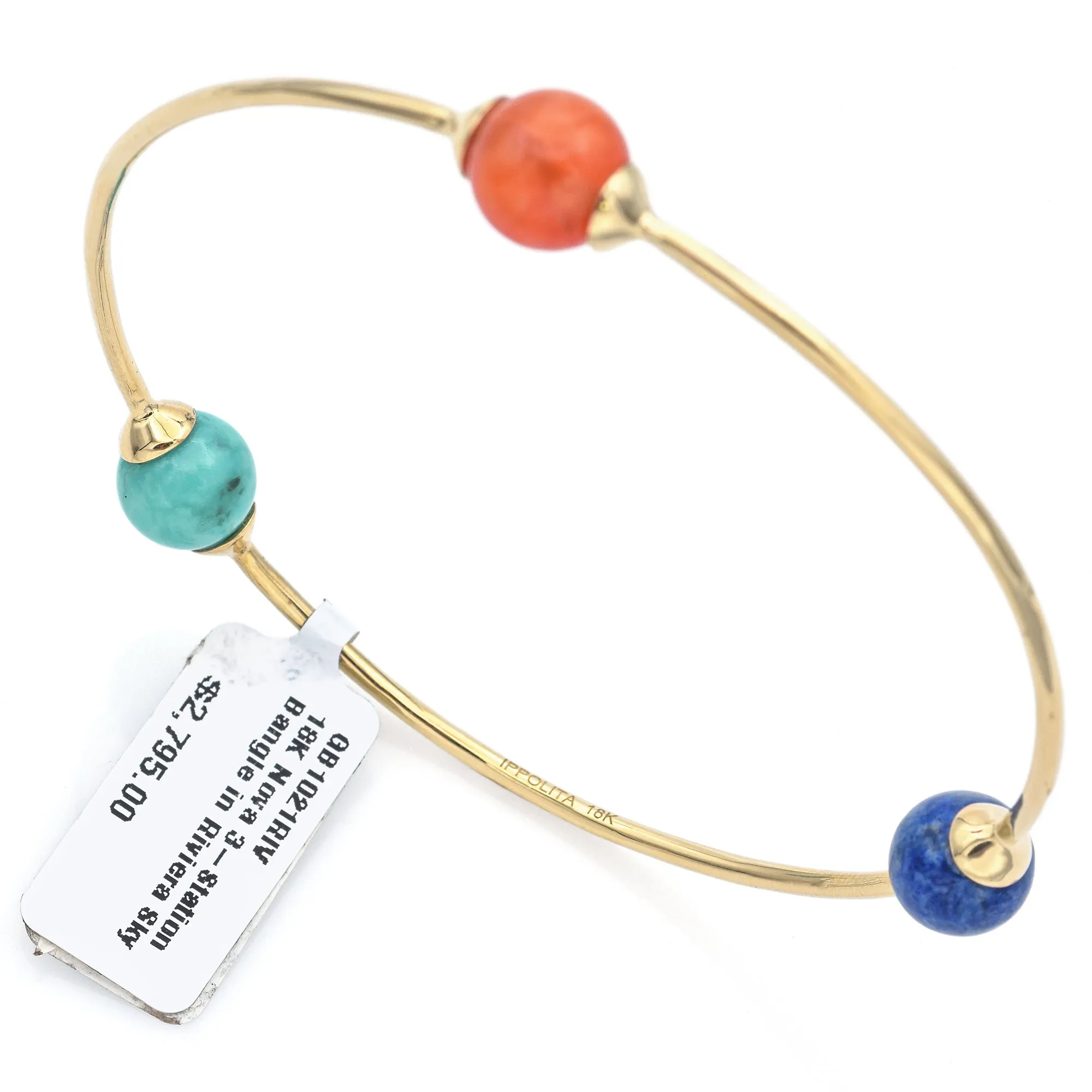 Ippolita 18K Yellow Gold Nova 3-station Bangle Bracelet Riviera Sky $2795 MSRP