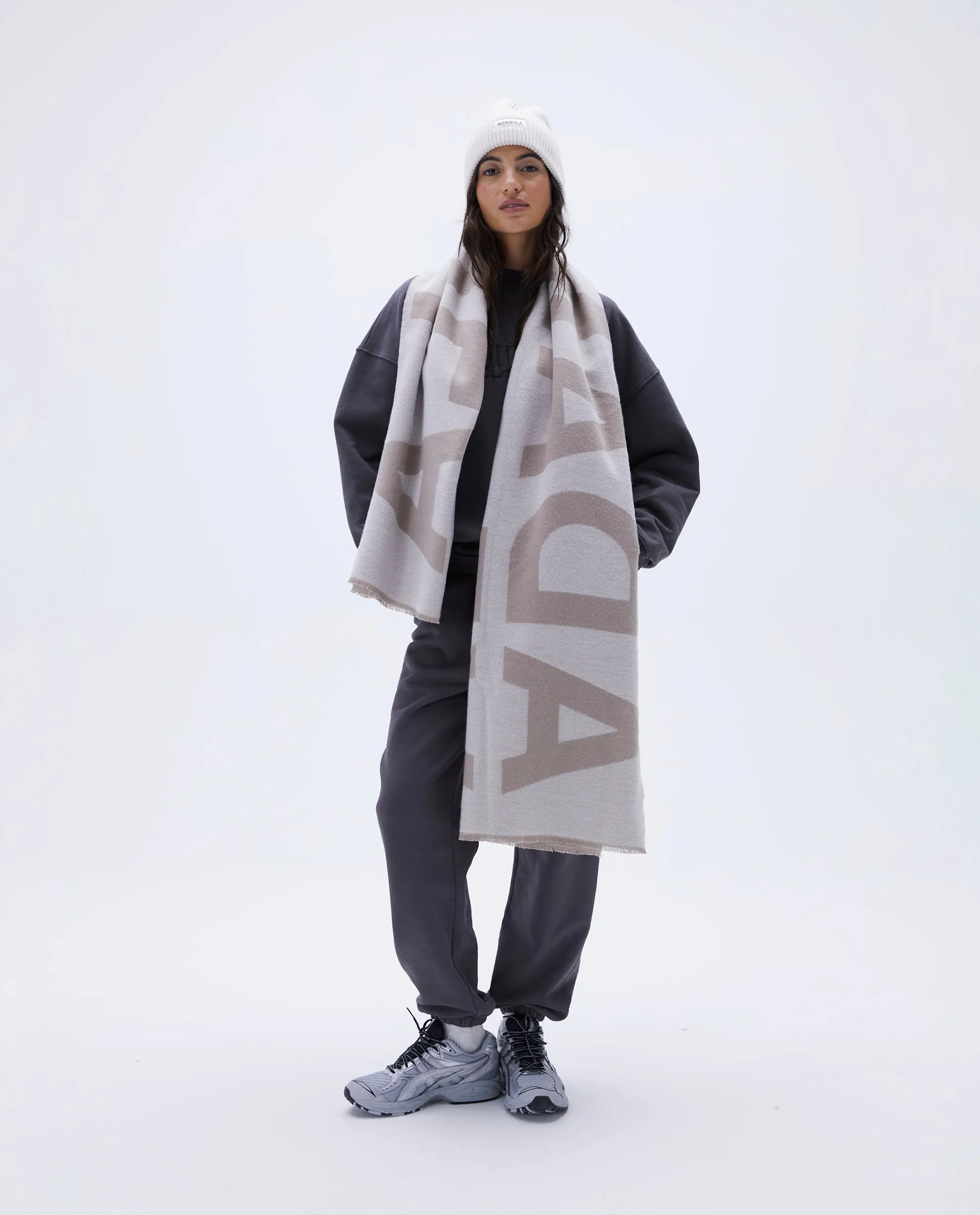 Knit Blanket Scarf - Beige