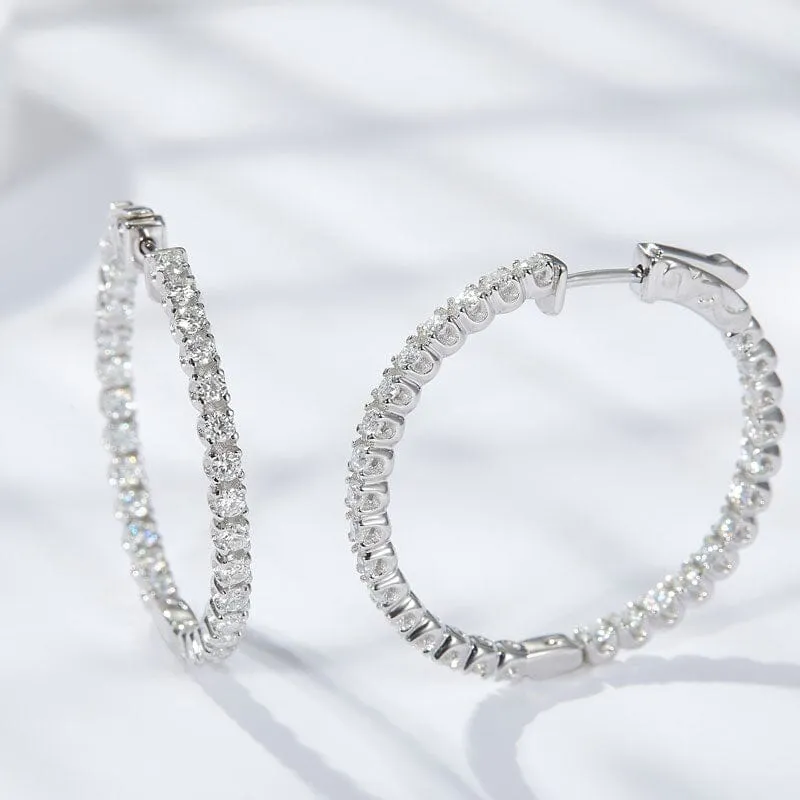 Moissanite 925 Sterling Silver Hoop Earrings