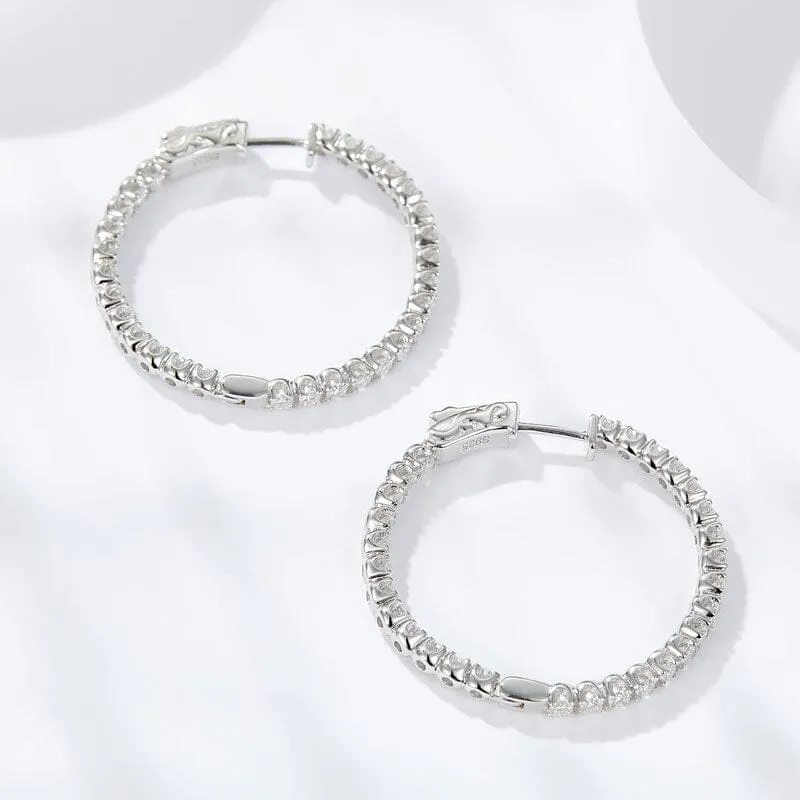 Moissanite 925 Sterling Silver Hoop Earrings