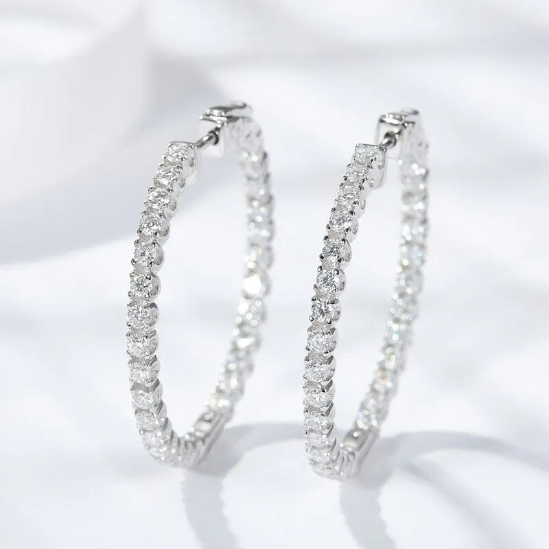 Moissanite 925 Sterling Silver Hoop Earrings
