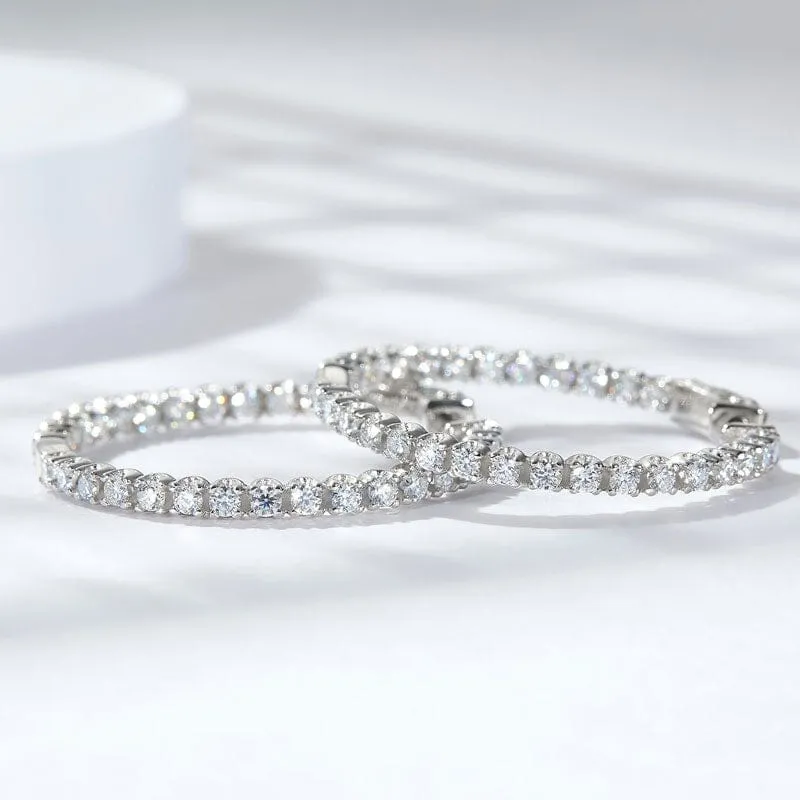 Moissanite 925 Sterling Silver Hoop Earrings
