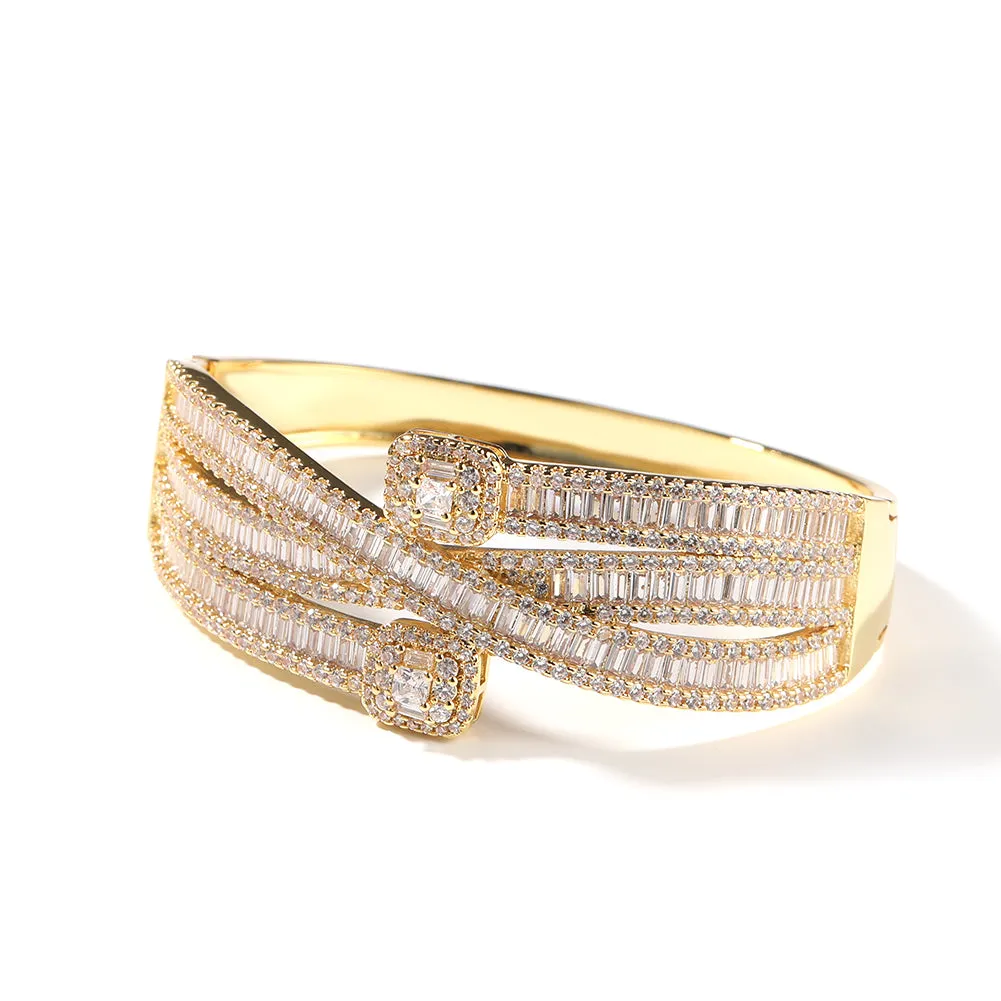 Multi-Row Overlapped Diamond Bangle