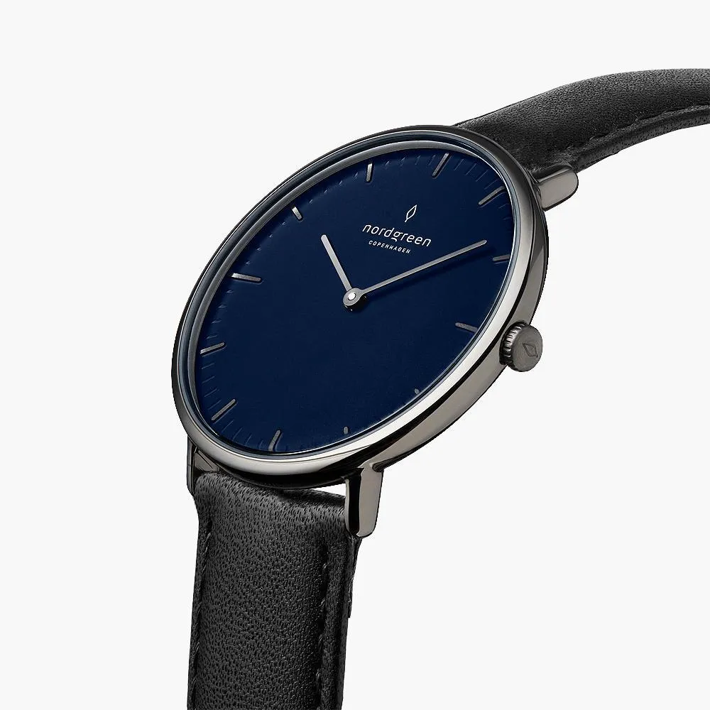 Native | Navy Dial - Black Vegan Leather