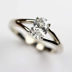 Oval Cut Split Shank Solitaire Engagement Ring