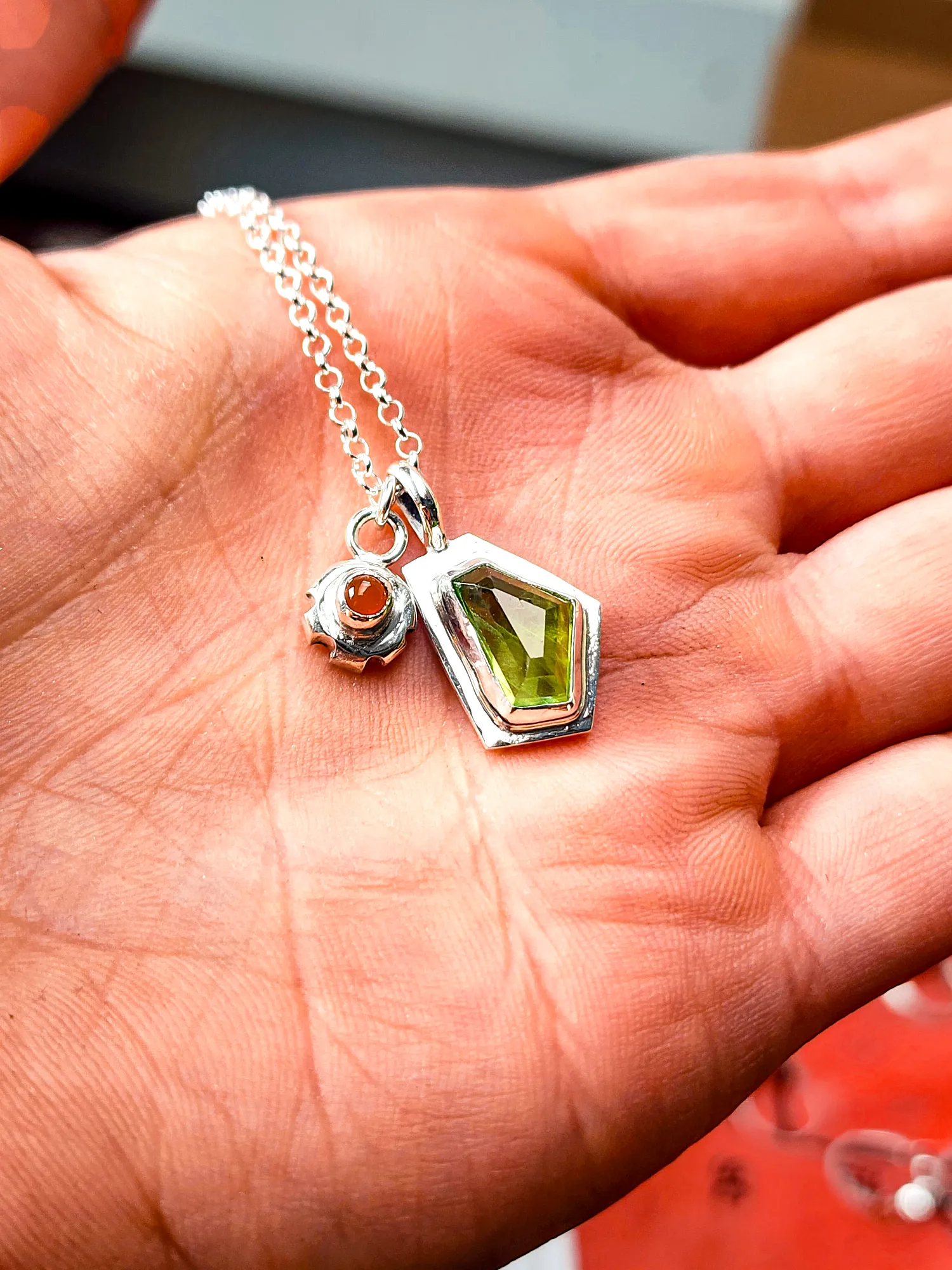 Peridot   Carnelian Pendant