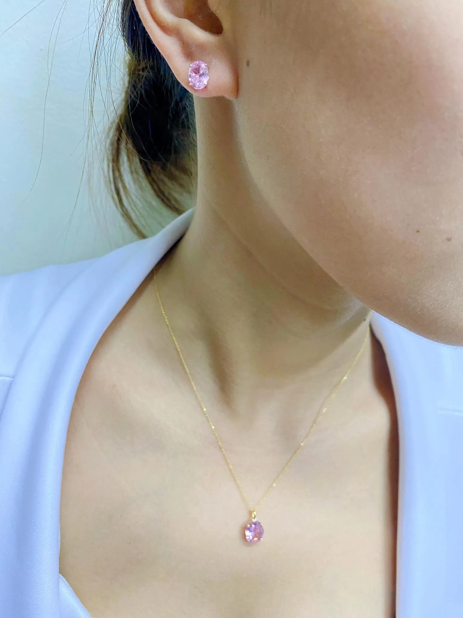 Serenity Stud Birthstone Jewelry Set with Necklace and Earrings 18K Gold