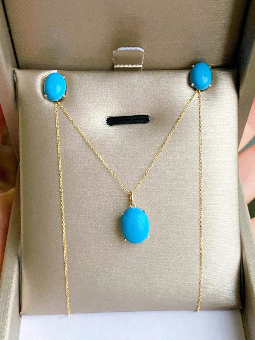 Serenity Stud Birthstone Jewelry Set with Necklace and Earrings 18K Gold