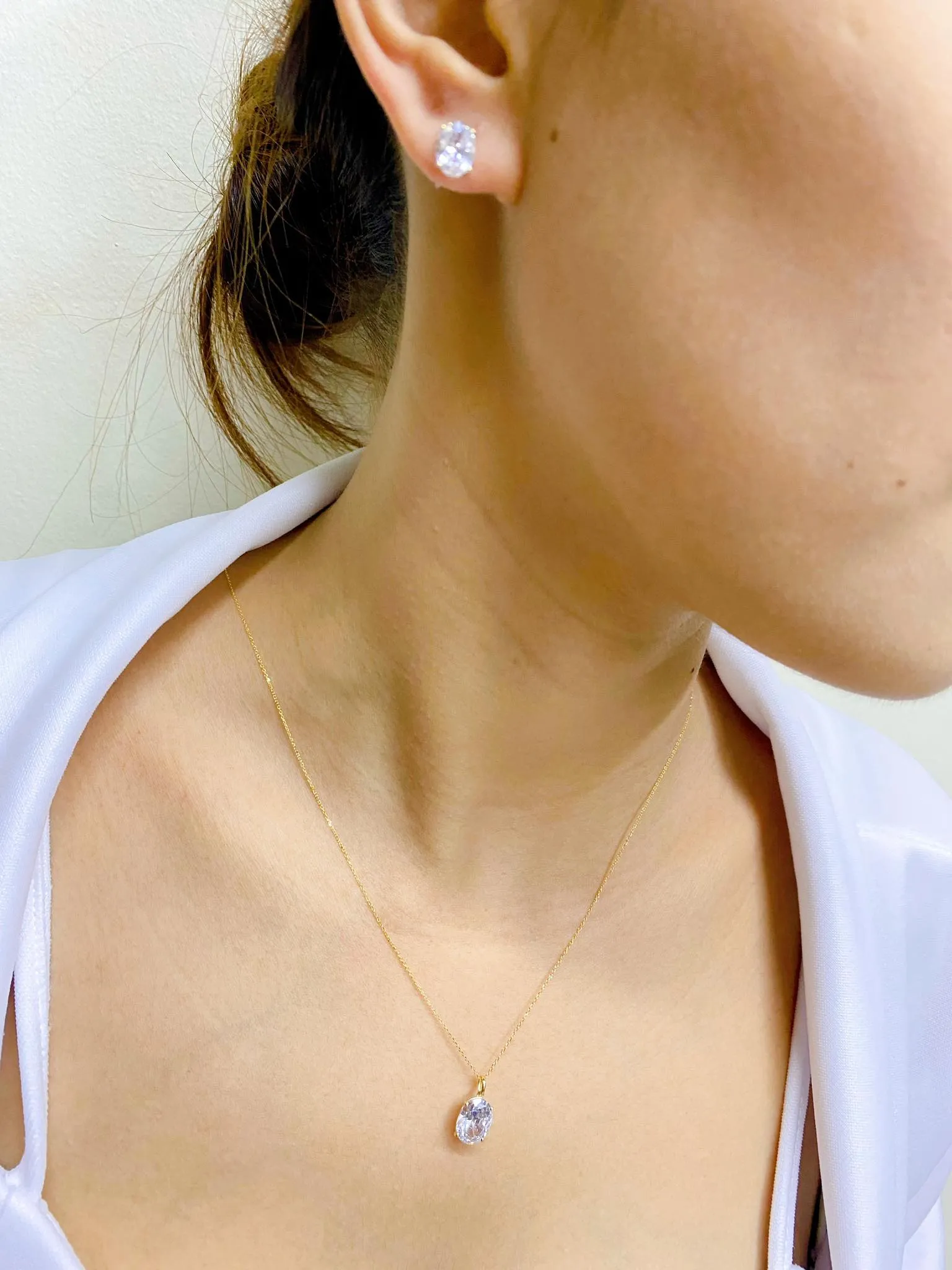 Serenity Stud Birthstone Jewelry Set with Necklace and Earrings 18K Gold