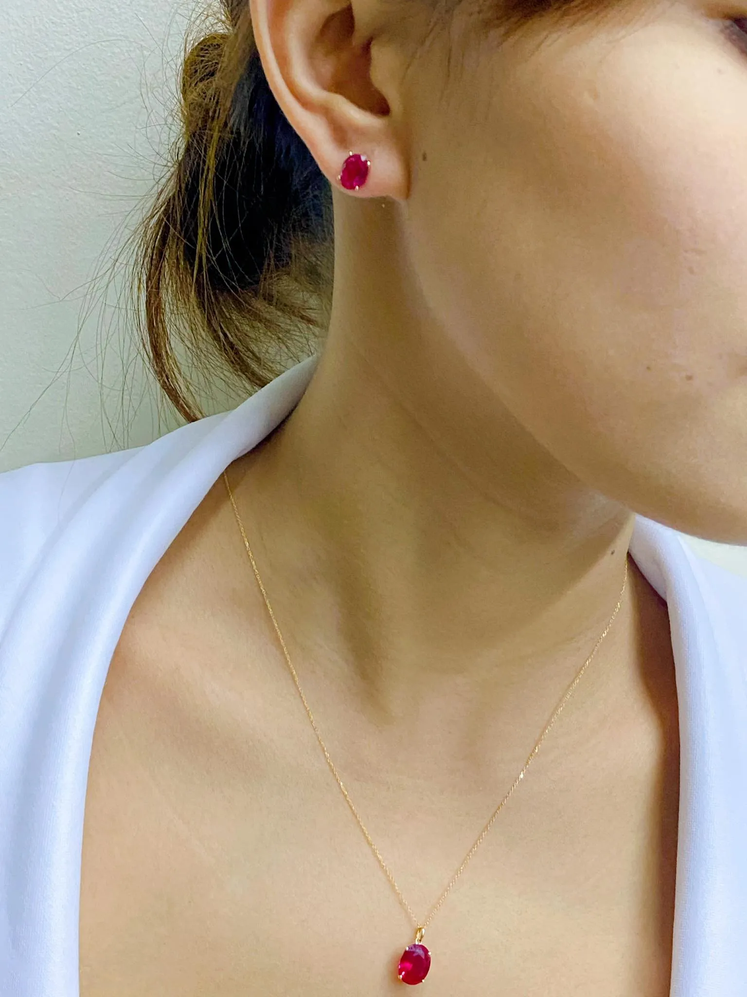 Serenity Stud Birthstone Jewelry Set with Necklace and Earrings 18K Gold