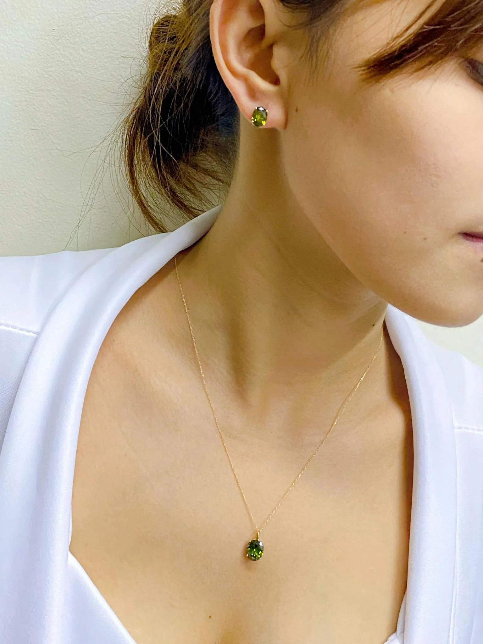 Serenity Stud Birthstone Jewelry Set with Necklace and Earrings 18K Gold