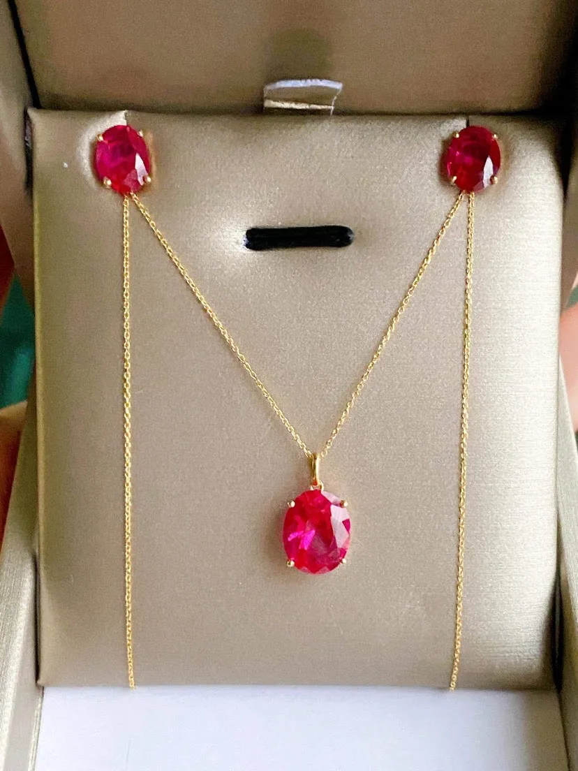 Serenity Stud Birthstone Jewelry Set with Necklace and Earrings 18K Gold