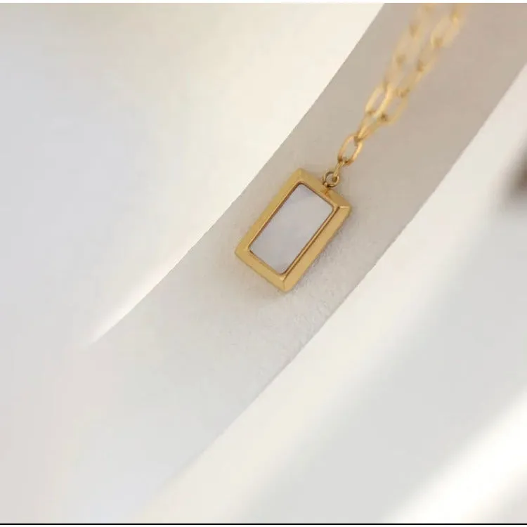 Sidney Square Mother of Pearl Pendant Necklace