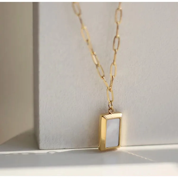 Sidney Square Mother of Pearl Pendant Necklace