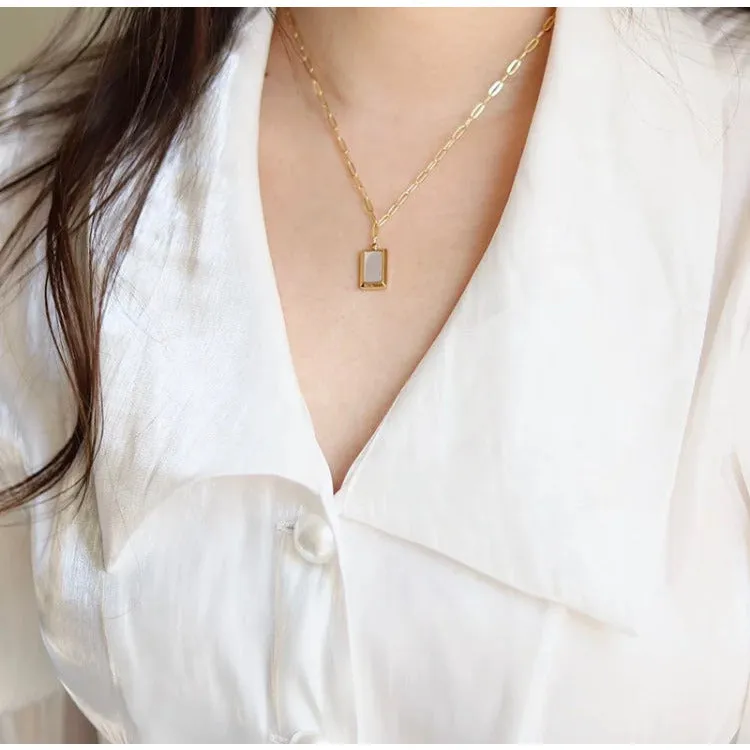 Sidney Square Mother of Pearl Pendant Necklace
